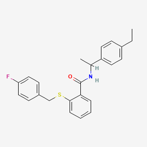 molecular formula C24H24FNOS B3998492 N-[1-(4-ethylphenyl)ethyl]-2-[(4-fluorophenyl)methylsulfanyl]benzamide 