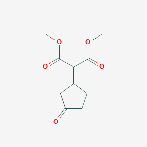 molecular formula C10H14O5 B039985 Propanedioic acid, 2-(3-oxocyclopentyl)-, 1,3-dimethyl ester CAS No. 111209-96-2