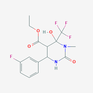 molecular formula C15H16F4N2O4 B3998507 Ethyl 4-(3-fluorophenyl)-6-hydroxy-1-methyl-2-oxo-6-(trifluoromethyl)-1,3-diazinane-5-carboxylate 