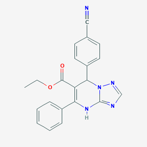 molecular formula C21H17N5O2 B399853 Ethyl 7-(4-cyanophenyl)-5-phenyl-4,7-dihydro[1,2,4]triazolo[1,5-a]pyrimidine-6-carboxylate CAS No. 694502-35-7