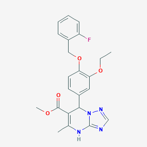 molecular formula C23H23FN4O4 B399856 Methyl 7-{3-ethoxy-4-[(2-fluorobenzyl)oxy]phenyl}-5-methyl-4,7-dihydro[1,2,4]triazolo[1,5-a]pyrimidine-6-carboxylate 