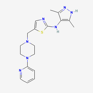 N-(3,5-dimethyl-1H-pyrazol-4-yl)-5-[(4-pyridin-2-ylpiperazin-1-yl)methyl]-1,3-thiazol-2-amine