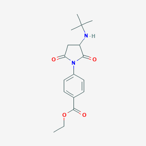 molecular formula C17H22N2O4 B399861 Ethyl 4-[3-(tert-butylamino)-2,5-dioxopyrrolidin-1-yl]benzoate 