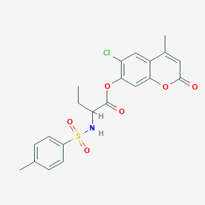 molecular formula C21H20ClNO6S B3998614 6-CHLORO-4-METHYL-2-OXO-2H-CHROMEN-7-YL 2-(4-METHYLBENZENESULFONAMIDO)BUTANOATE 