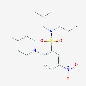 2-(4-methylpiperidin-1-yl)-N,N-bis(2-methylpropyl)-5-nitrobenzenesulfonamide