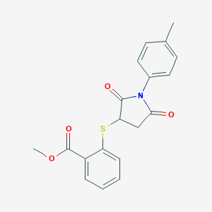 molecular formula C19H17NO4S B399867 Methyl2-{[1-(4-methylphenyl)-2,5-dioxo-3-pyrrolidinyl]thio}benzoate 