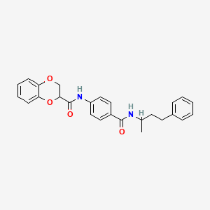 molecular formula C26H26N2O4 B3998680 N-(4-{[(1-methyl-3-phenylpropyl)amino]carbonyl}phenyl)-2,3-dihydro-1,4-benzodioxine-2-carboxamide 