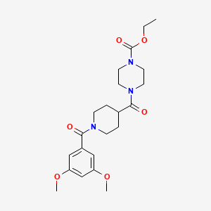 molecular formula C22H31N3O6 B3998685 Ethyl 4-[1-(3,5-dimethoxybenzoyl)piperidine-4-carbonyl]piperazine-1-carboxylate 