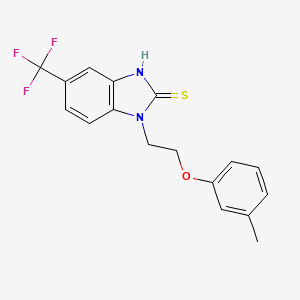 molecular formula C17H15F3N2OS B3998697 1-[2-(3-METHYLPHENOXY)ETHYL]-5-(TRIFLUOROMETHYL)-1H-1,3-BENZODIAZOLE-2-THIOL 