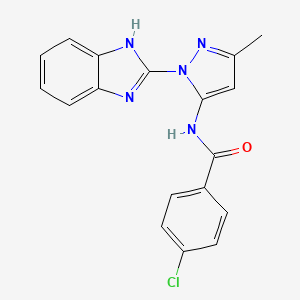 N-[2-(1H-benzimidazol-2-yl)-5-methylpyrazol-3-yl]-4-chlorobenzamide