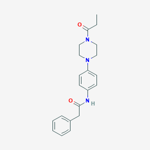 molecular formula C21H25N3O2 B399872 2-phenyl-N-[4-(4-propanoylpiperazin-1-yl)phenyl]acetamide 
