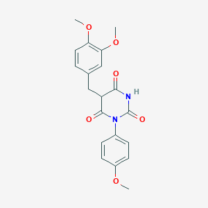 molecular formula C20H20N2O6 B3998729 5-(3,4-dimethoxybenzyl)-1-(4-methoxyphenyl)-2,4,6(1H,3H,5H)-pyrimidinetrione 