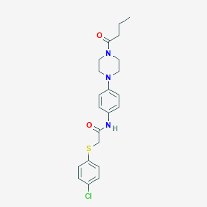 molecular formula C22H26ClN3O2S B399874 N-[4-(4-butanoylpiperazin-1-yl)phenyl]-2-[(4-chlorophenyl)sulfanyl]acetamide 