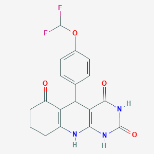 molecular formula C18H15F2N3O4 B3998754 5-[4-(difluoromethoxy)phenyl]-5,8,9,10-tetrahydropyrimido[4,5-b]quinoline-2,4,6(1H,3H,7H)-trione 