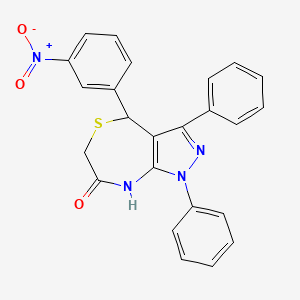 molecular formula C24H18N4O3S B3998802 4-(3-NITROPHENYL)-1,3-DIPHENYL-1H,4H,6H,7H,8H-PYRAZOLO[3,4-E][1,4]THIAZEPIN-7-ONE 