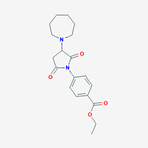 molecular formula C19H24N2O4 B399881 Ethyl 4-[3-(1-azepanyl)-2,5-dioxo-1-pyrrolidinyl]benzoate 