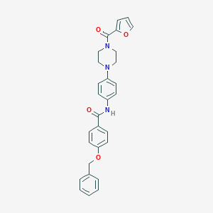 molecular formula C29H27N3O4 B399882 4-(benzyloxy)-N-{4-[4-(furan-2-ylcarbonyl)piperazin-1-yl]phenyl}benzamide 