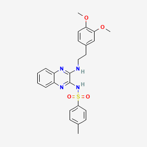 molecular formula C25H26N4O4S B3998823 N-(3-{[2-(3,4-dimethoxyphenyl)ethyl]amino}-2-quinoxalinyl)-4-methylbenzenesulfonamide 