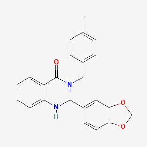 molecular formula C23H20N2O3 B3998831 2-(2H-1,3-BENZODIOXOL-5-YL)-3-[(4-METHYLPHENYL)METHYL]-1,2,3,4-TETRAHYDROQUINAZOLIN-4-ONE 