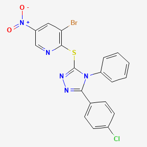 molecular formula C19H11BrClN5O2S B3998839 3-Bromo-2-[[5-(4-chlorophenyl)-4-phenyl-1,2,4-triazol-3-yl]sulfanyl]-5-nitropyridine 