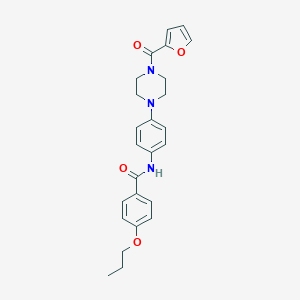 molecular formula C25H27N3O4 B399884 N-{4-[4-(2-furoyl)-1-piperazinyl]phenyl}-4-propoxybenzamide 