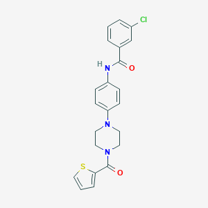 molecular formula C22H20ClN3O2S B399888 3-chloro-N-{4-[4-(2-thienylcarbonyl)-1-piperazinyl]phenyl}benzamide CAS No. 674817-79-9