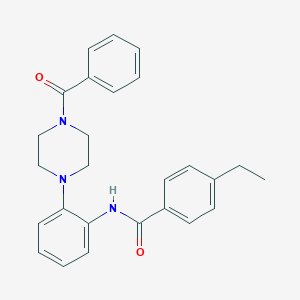 molecular formula C26H27N3O2 B399889 N-[2-(4-benzoyl-1-piperazinyl)phenyl]-4-ethylbenzamide 