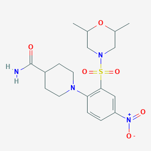 1-{2-[(2,6-dimethyl-4-morpholinyl)sulfonyl]-4-nitrophenyl}-4-piperidinecarboxamide