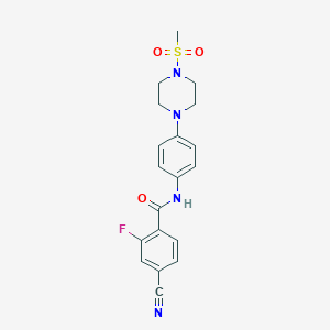 molecular formula C19H19FN4O3S B399890 4-cyano-2-fluoro-N-{4-[4-(methylsulfonyl)-1-piperazinyl]phenyl}benzamide CAS No. 676157-46-3