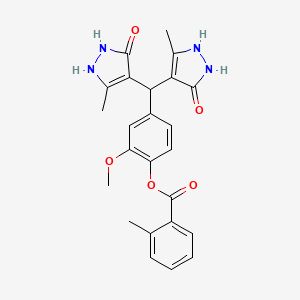 4-[bis(5-hydroxy-3-methyl-1H-pyrazol-4-yl)methyl]-2-methoxyphenyl 2-methylbenzoate