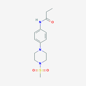 molecular formula C14H21N3O3S B399892 N-{4-[4-(methylsulfonyl)-1-piperazinyl]phenyl}propanamide 
