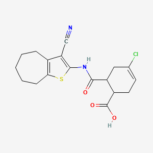 molecular formula C18H19ClN2O3S B3998932 4-chloro-6-{[(3-cyano-5,6,7,8-tetrahydro-4H-cyclohepta[b]thien-2-yl)amino]carbonyl}-3-cyclohexene-1-carboxylic acid 