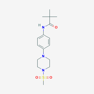 molecular formula C16H25N3O3S B399896 2,2-dimethyl-N-{4-[4-(methylsulfonyl)-1-piperazinyl]phenyl}propanamide 