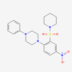 molecular formula C21H26N4O4S B3998996 1-(4-nitro-2-piperidin-1-ylsulfonylphenyl)-4-phenylpiperazine 