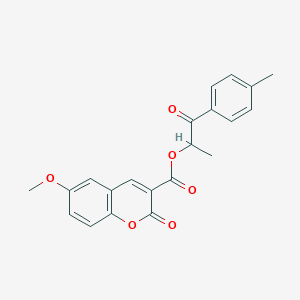 molecular formula C21H18O6 B3998999 [1-(4-Methylphenyl)-1-oxopropan-2-yl] 6-methoxy-2-oxochromene-3-carboxylate 