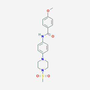 molecular formula C19H23N3O4S B399902 4-methoxy-N-{4-[4-(methylsulfonyl)piperazin-1-yl]phenyl}benzamide 
