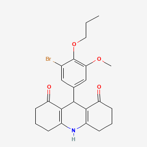 molecular formula C23H26BrNO4 B3999038 9-(3-Bromo-5-methoxy-4-propoxyphenyl)-2,3,4,5,6,7,9,10-octahydroacridine-1,8-dione 