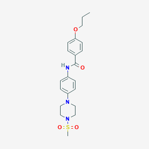 molecular formula C21H27N3O4S B399906 N-{4-[4-(methylsulfonyl)-1-piperazinyl]phenyl}-4-propoxybenzamide 