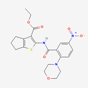 molecular formula C21H23N3O6S B3999066 ethyl 2-{[2-(4-morpholinyl)-5-nitrobenzoyl]amino}-5,6-dihydro-4H-cyclopenta[b]thiophene-3-carboxylate 