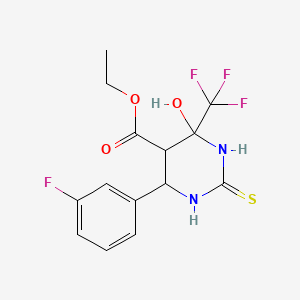 molecular formula C14H14F4N2O3S B3999147 ethyl 6-(3-fluorophenyl)-4-hydroxy-2-thioxo-4-(trifluoromethyl)hexahydro-5-pyrimidinecarboxylate 