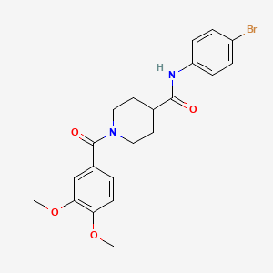 molecular formula C21H23BrN2O4 B3999154 N-(4-bromophenyl)-1-(3,4-dimethoxybenzoyl)piperidine-4-carboxamide 