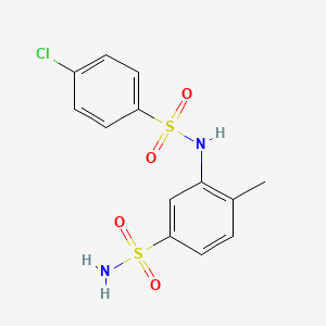 molecular formula C13H13ClN2O4S2 B3999155 3-[(4-chlorophenyl)sulfonylamino]-4-methylbenzenesulfonamide 