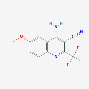 molecular formula C12H8F3N3O B399921 4-Amino-6-methoxy-2-(trifluoromethyl)quinoline-3-carbonitrile 