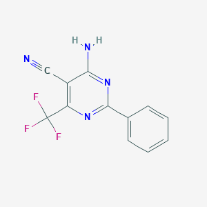 molecular formula C12H7F3N4 B399924 4-Amino-2-phenyl-6-(trifluoromethyl)pyrimidine-5-carbonitrile CAS No. 297149-21-4
