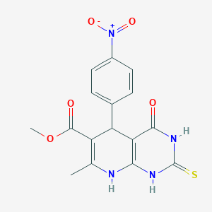 methyl 7-methyl-5-(4-nitrophenyl)-4-oxo-2-sulfanylidene-5,8-dihydro-1H-pyrido[2,3-d]pyrimidine-6-carboxylate