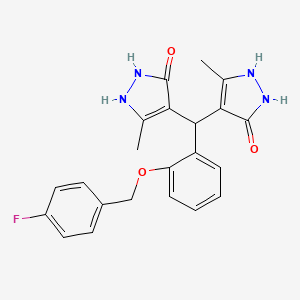 4-({2-[(4-FLUOROPHENYL)METHOXY]PHENYL}(5-HYDROXY-3-METHYL-1H-PYRAZOL-4-YL)METHYL)-3-METHYL-1H-PYRAZOL-5-OL