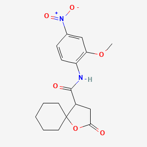 molecular formula C17H20N2O6 B3999330 N-(2-methoxy-4-nitrophenyl)-2-oxo-1-oxaspiro[4.5]decane-4-carboxamide 