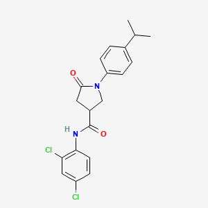 molecular formula C20H20Cl2N2O2 B3999377 N-(2,4-dichlorophenyl)-5-oxo-1-[4-(propan-2-yl)phenyl]pyrrolidine-3-carboxamide 