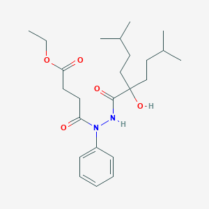molecular formula C24H38N2O5 B399938 Ethyl 4-[2-(2-hydroxy-2-isopentyl-5-methylhexanoyl)-1-phenylhydrazino]-4-oxobutanoate 