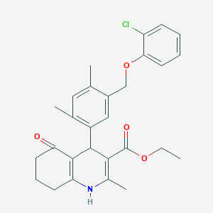 ethyl 4-[5-[(2-chlorophenoxy)methyl]-2,4-dimethylphenyl]-2-methyl-5-oxo-4,6,7,8-tetrahydro-1H-quinoline-3-carboxylate